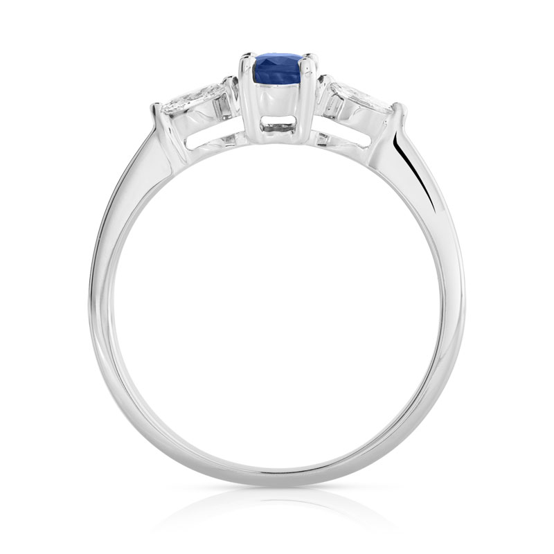 Bague or 750 blanc saphir et diamant