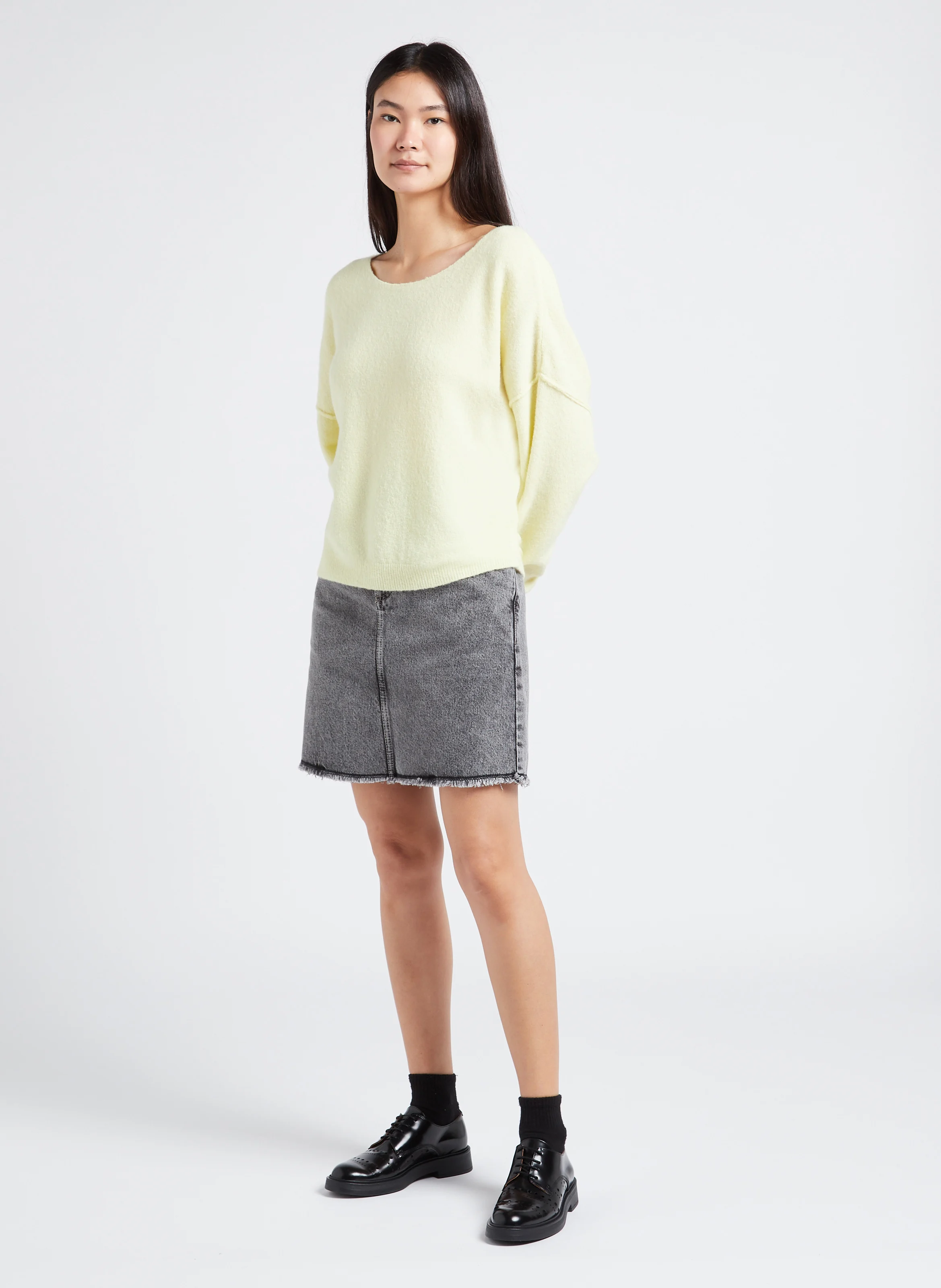 YOPDAY-B - Jupe courte droite en coton | Gris
