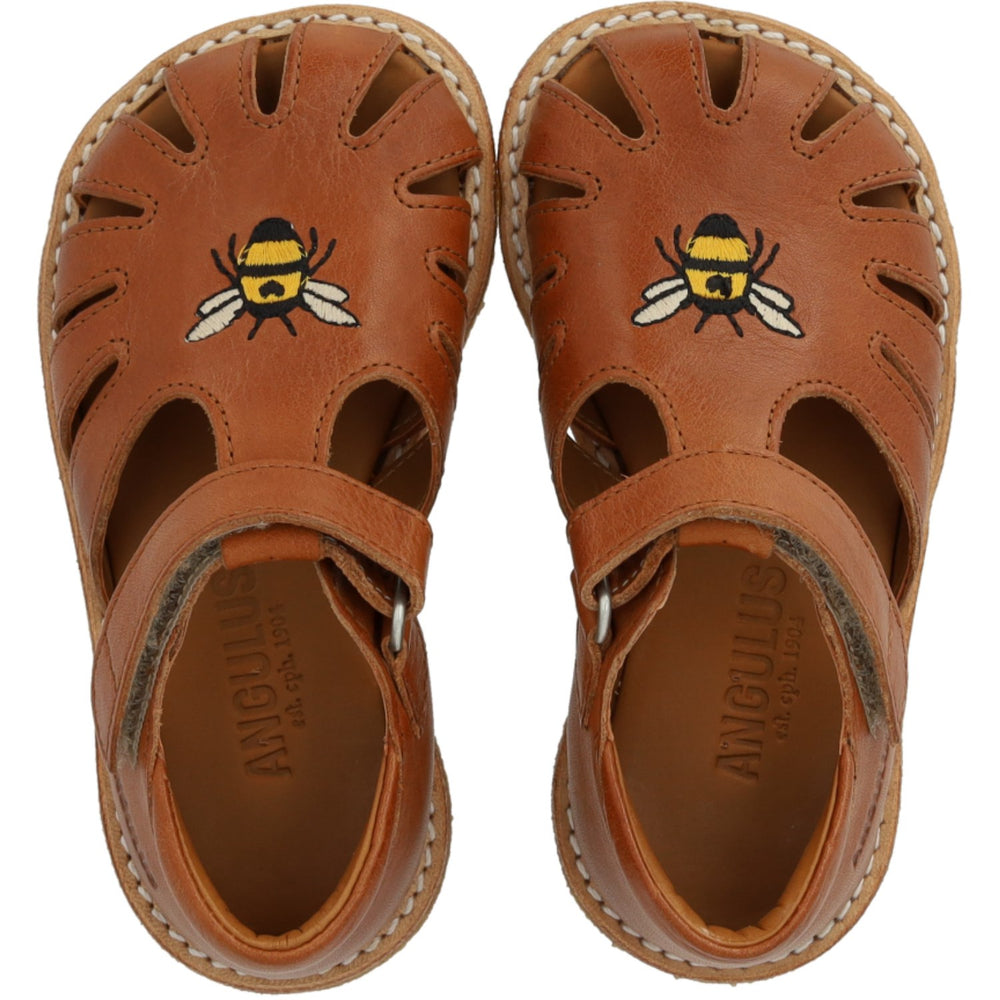 Køb Angulus Cognac Begynder Sandal Med Bi Broderi