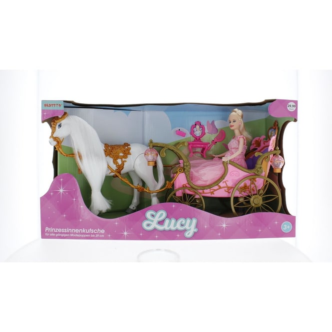 Besttoy - Prinzessinnenkutsche - rosa - mit Pferd und Modepuppe
