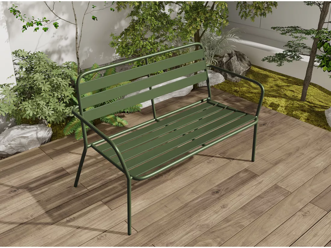 Banc de jardin en métal - Kaki - MIRMANDE de MYLIA