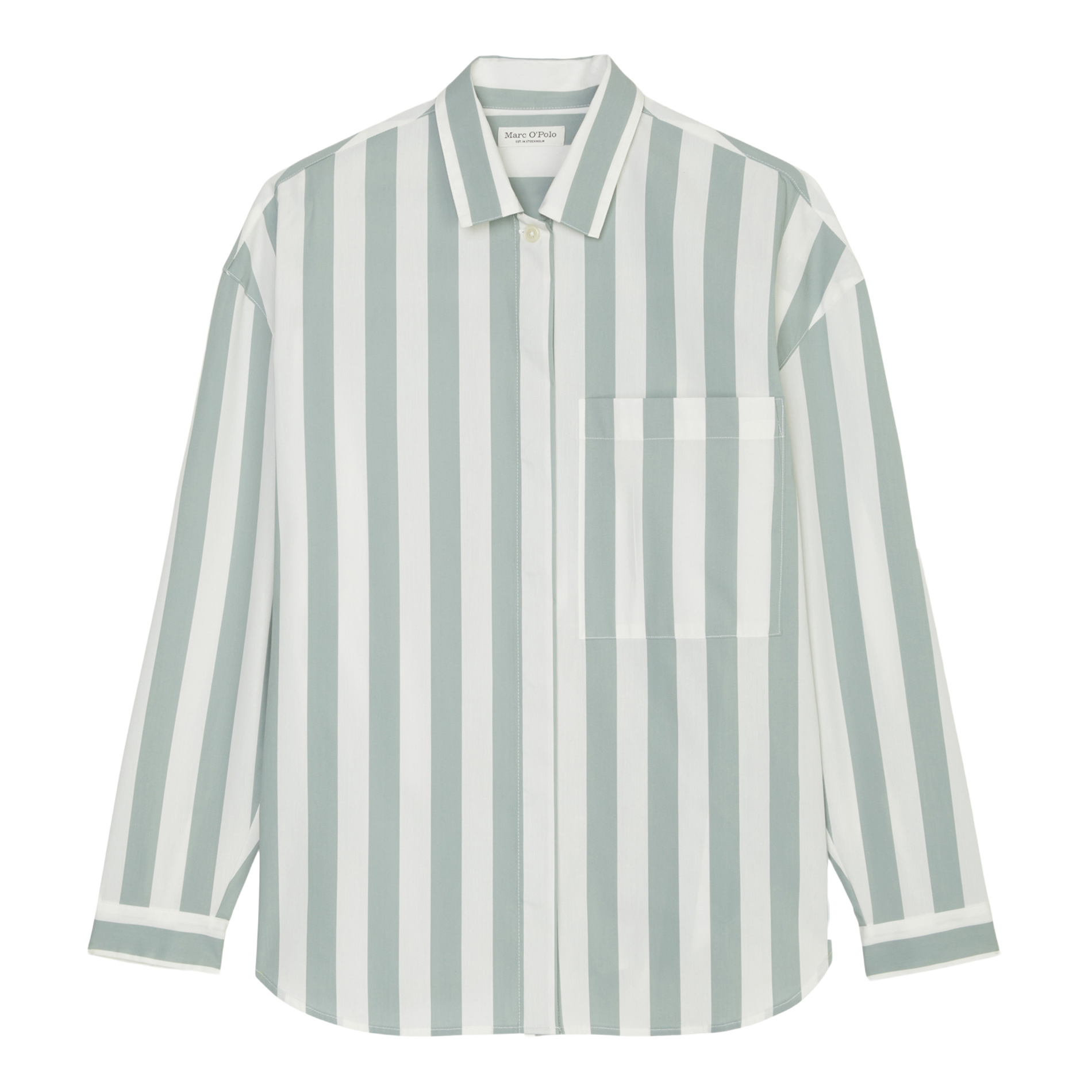Chemise ample col classique en coton bio mélangé rayé | Multicolore