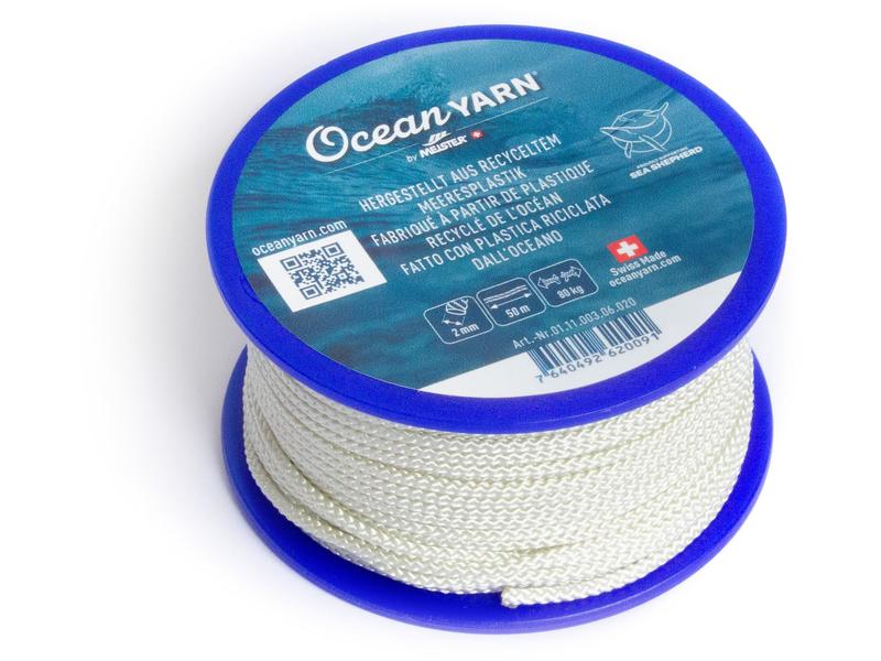 Meister Seil OceanYarn Ø 2 mm, 50 m, 80 kg, Weiss Kordel aus recyceltem Kunststoff normalgeflochten
