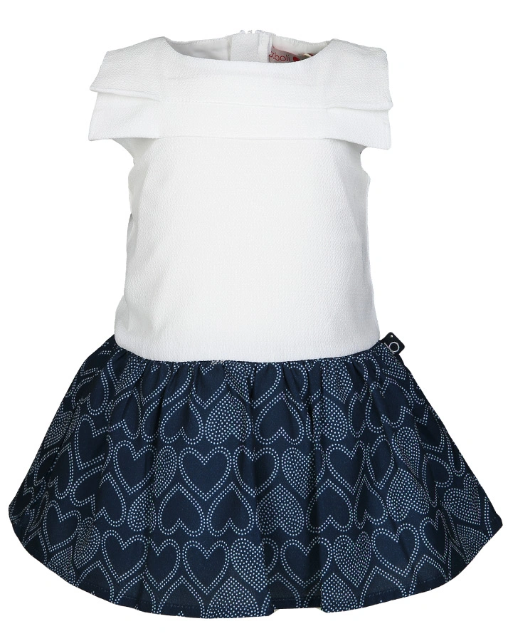 Kleid HEARTS in weiß/dunkelblau