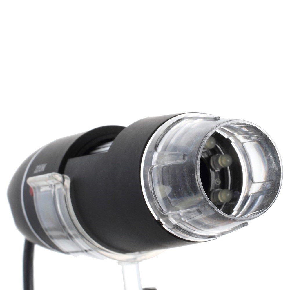 Portables USB 2.0 8-LED Digital Mikroskop (50x-500x) 1.3MP Video Kamera - Schwarz