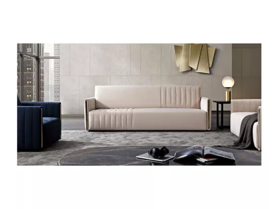 Canapé 3 places en velours PRISME - Beige