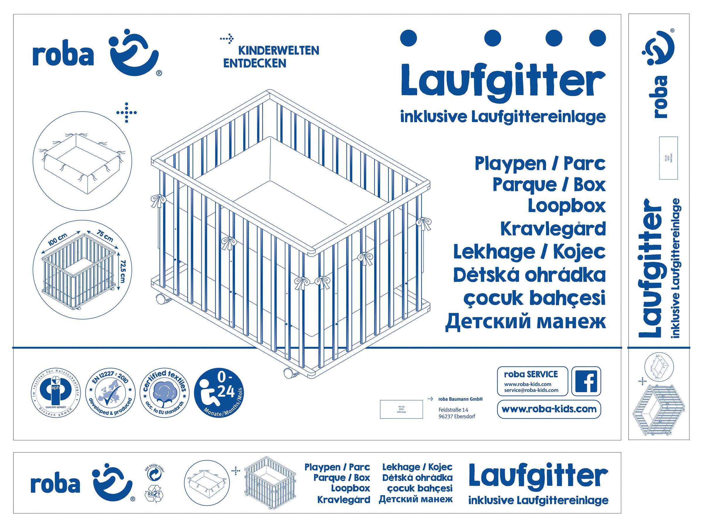 roba Laufgitter 100x75 Adam & Eule