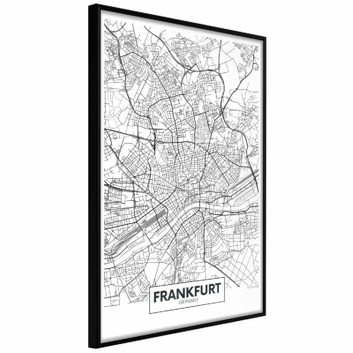 Paris Prix Affiche City Map Frankfurt - 30 x 45 cm - Noir