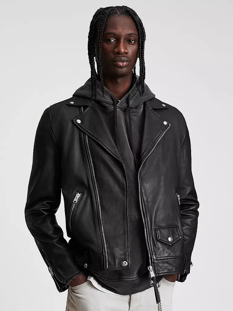 ALLSAINTS Lederjacke Milo schwarz