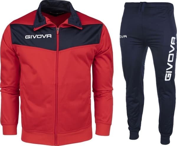 Givova Fotballtreningstreningssett joggebukser Givova Tuta Visa Triacetato rød-marineblå TR018 1204 XL