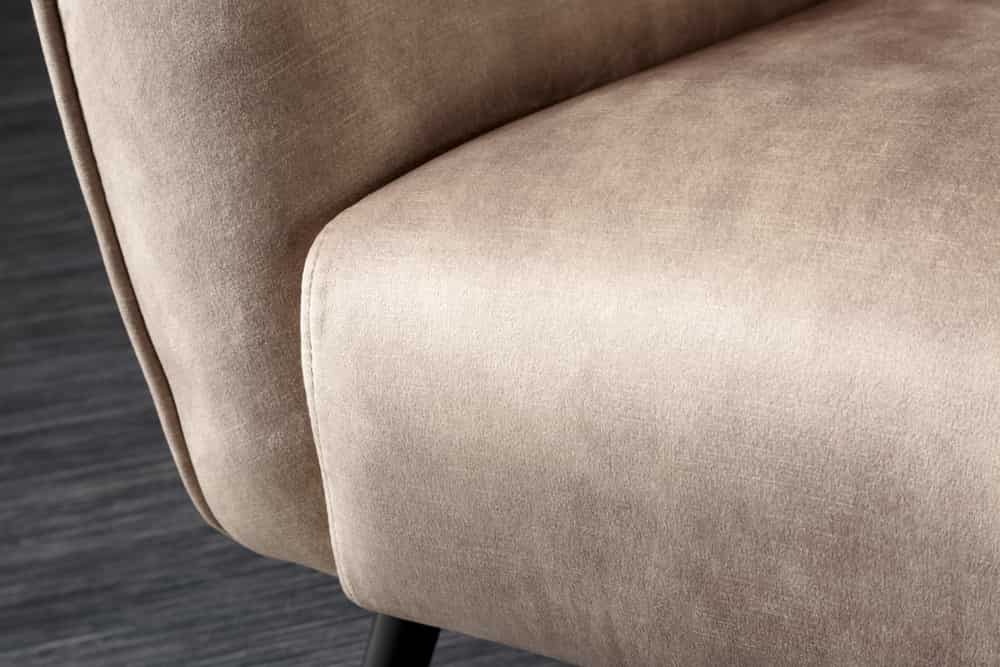 Design XL Sessel AMSTERDAM champagner Samt schwarze Metallbeine Retro Stil