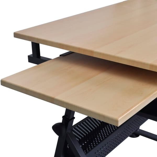 vidaXL Justerbart tegnebord med 2 skuffer og stol