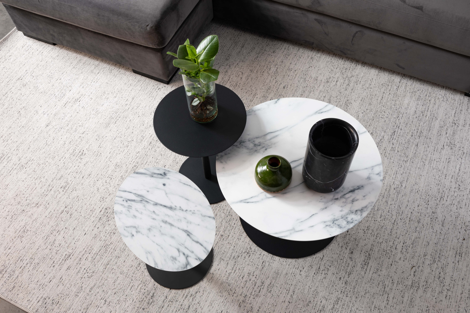 Bijzettafel Snow rond zwart S