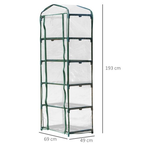 Estufa de jardim com 5 prateleiras, cor verde.