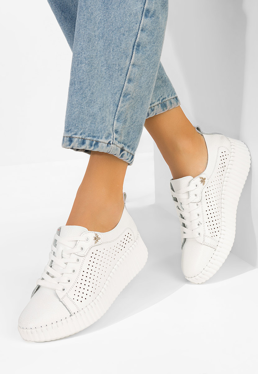 Baskets pour femme en cuir blancs Anaika