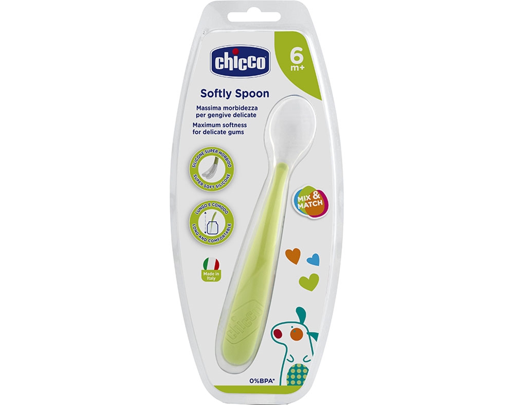 COLHER CHICCO SILICONE VERDE  6MESES 1UN