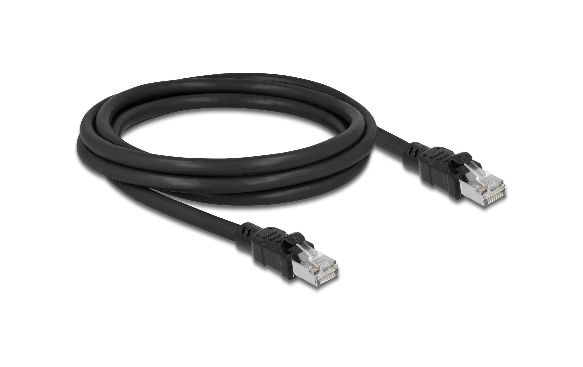 Patchkabel Cat 6A, F/UTP, 2 m, SchwarzDelock Netzwerkkabel RJ45 Cat.6A F/UTP mit innerem Metallmantel 2 m