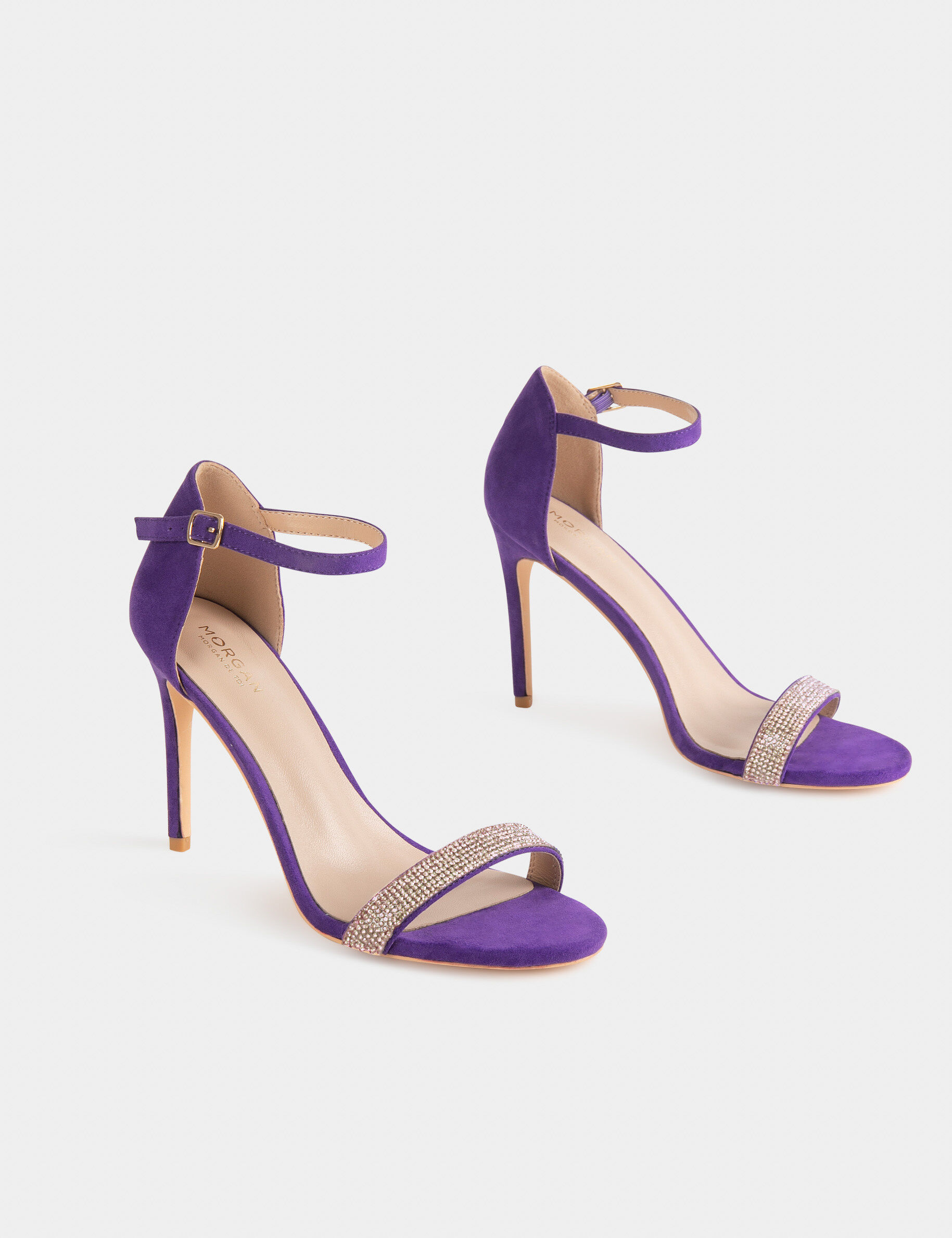 Sandales à talons avec détails bijoux violet fonce femme - violet_fonce