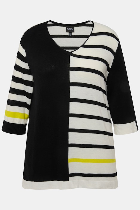 Pullover, Colorblocking, V-Ausschnitt, 3/4-Arm