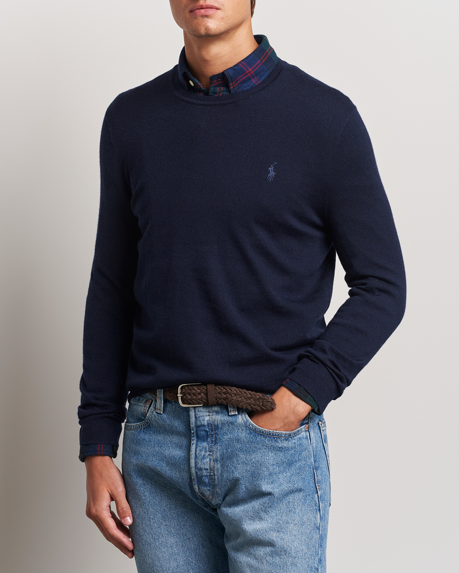 Polo Ralph Lauren Merino Crew Neck Pullover Hunter Navy