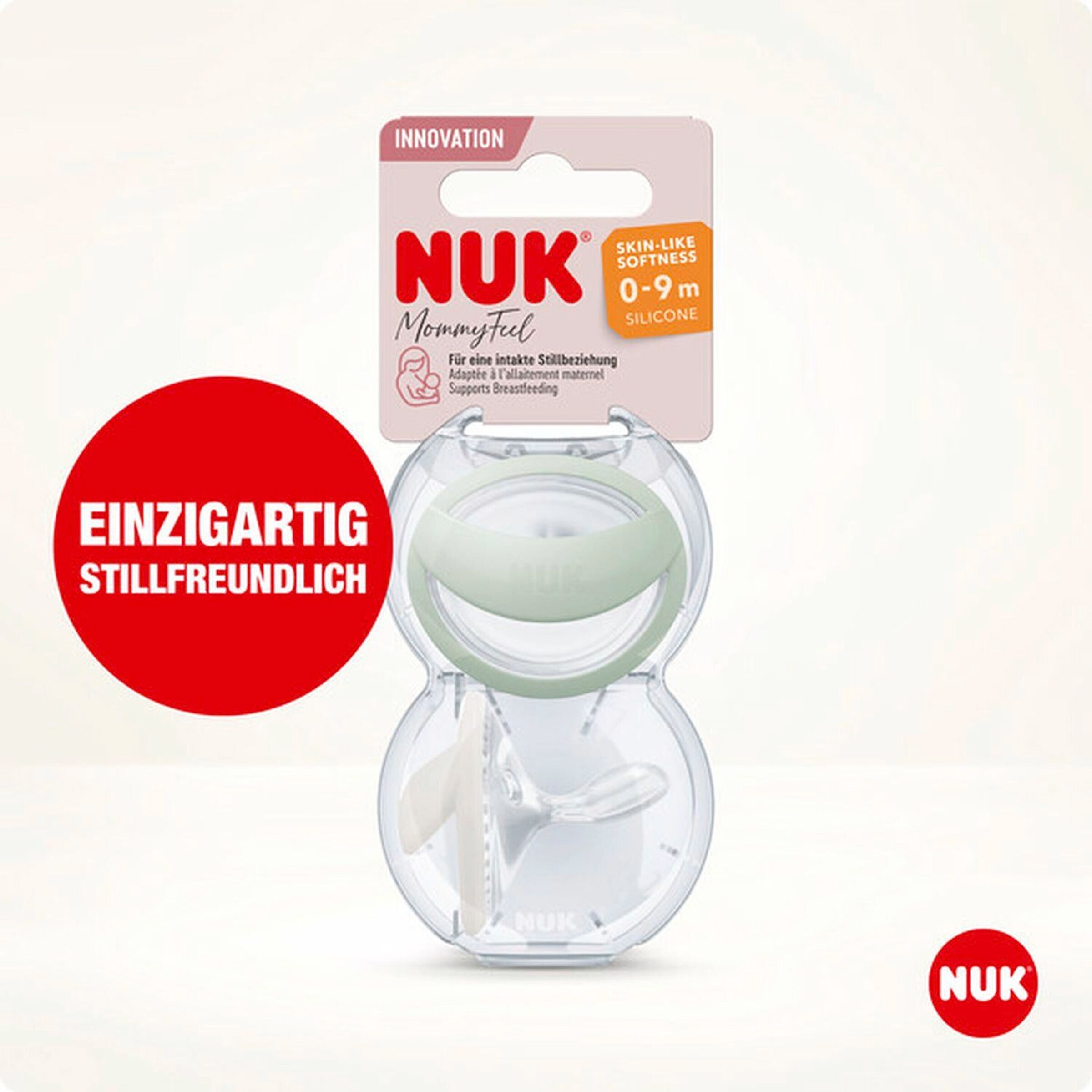NUK 2er-Pack Schnuller MommyFeel Silikon 0-9M mint-offwhite