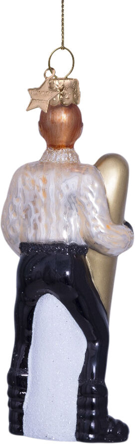 Vondels Ornament glass champagne ski boy H12. 5cm Champagne