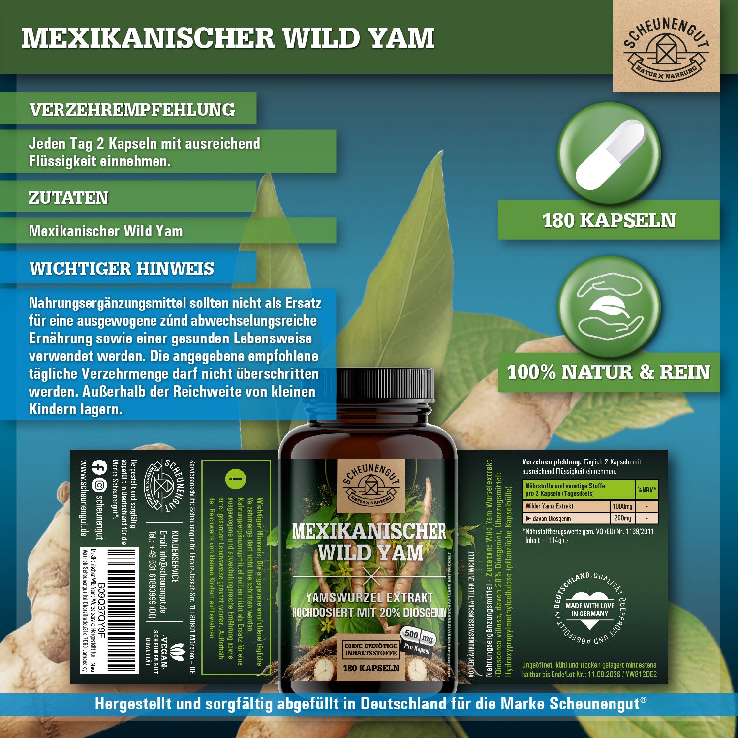 Scheunengut® Yamswurzel Extrakt | Mexikanischer Wild Yams Kapseln