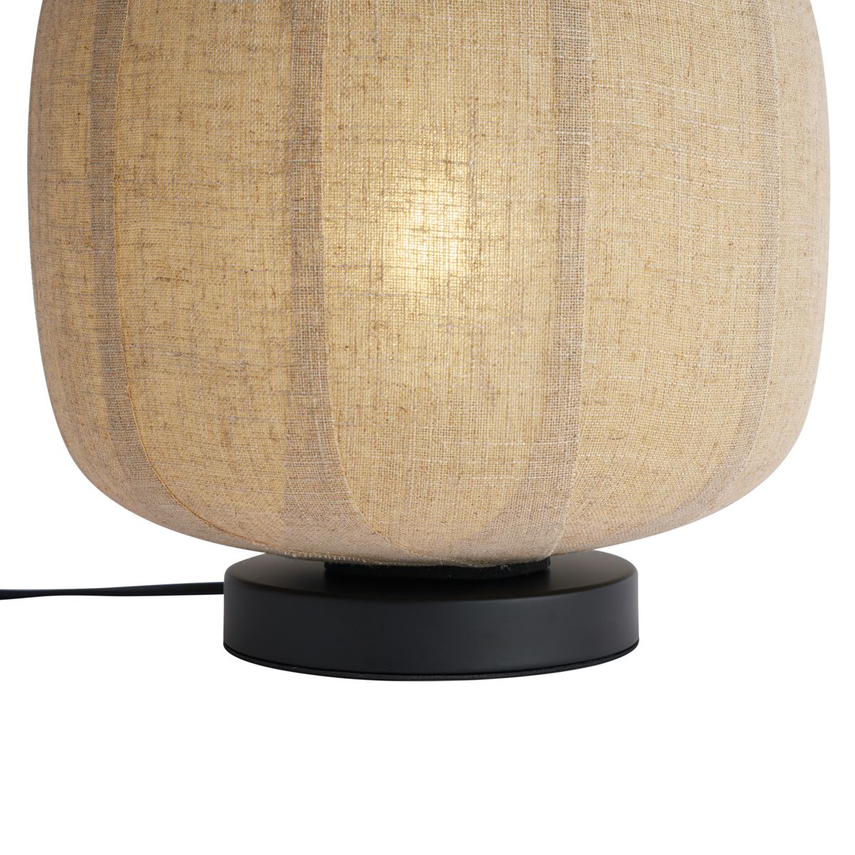 Japandi tafellamp zwart met beige linnen kap 27cm - Nami