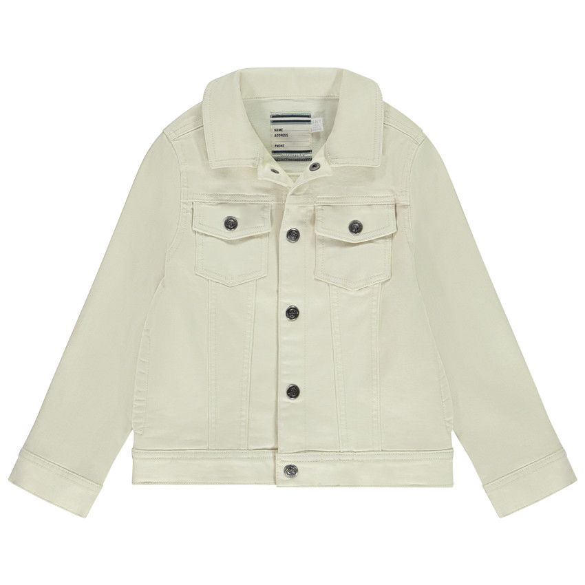 Veste en jean unie style worker pour garçon - Ecru