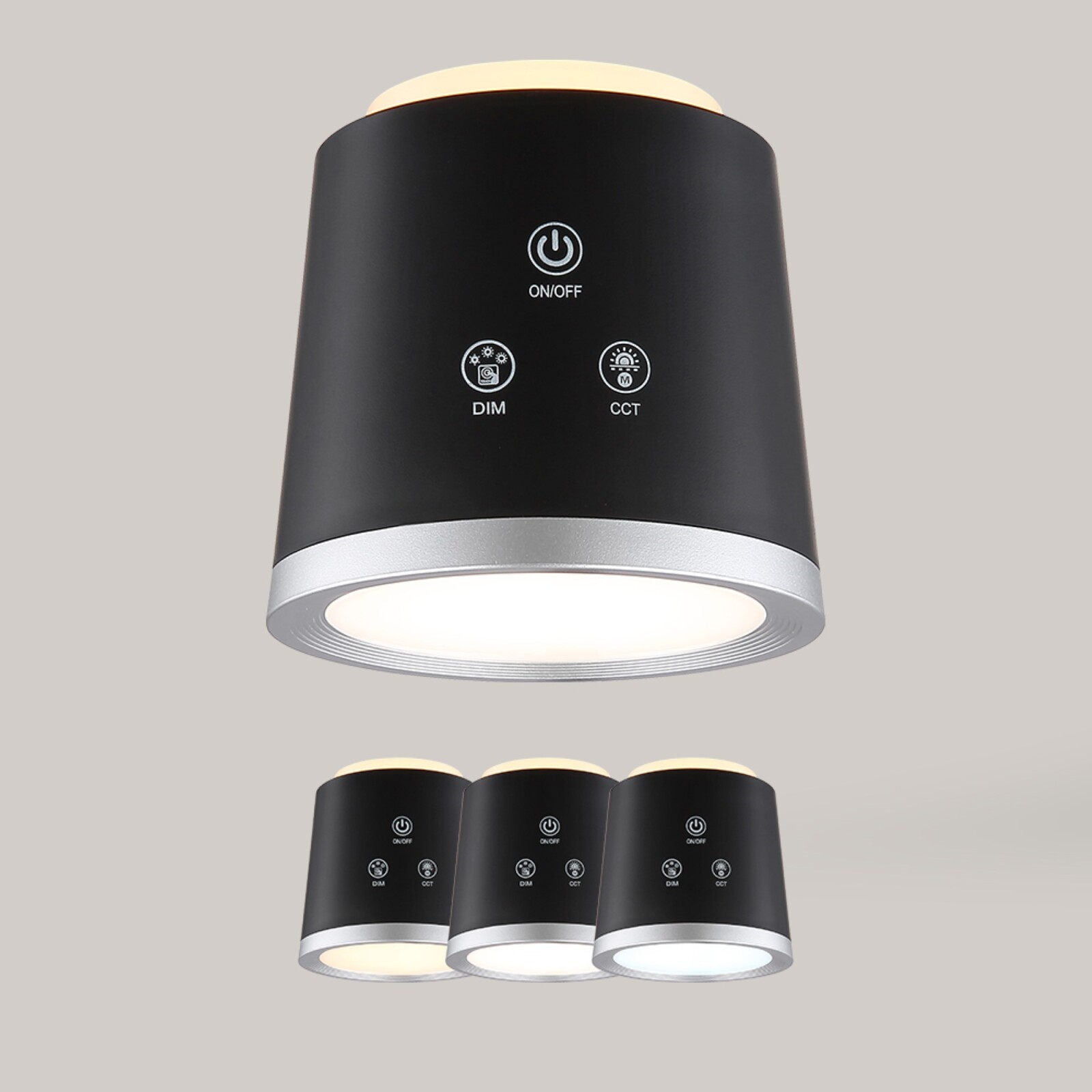LED-Tischleuchte - schwarz matt - silber satiniert - 44,6 cm
