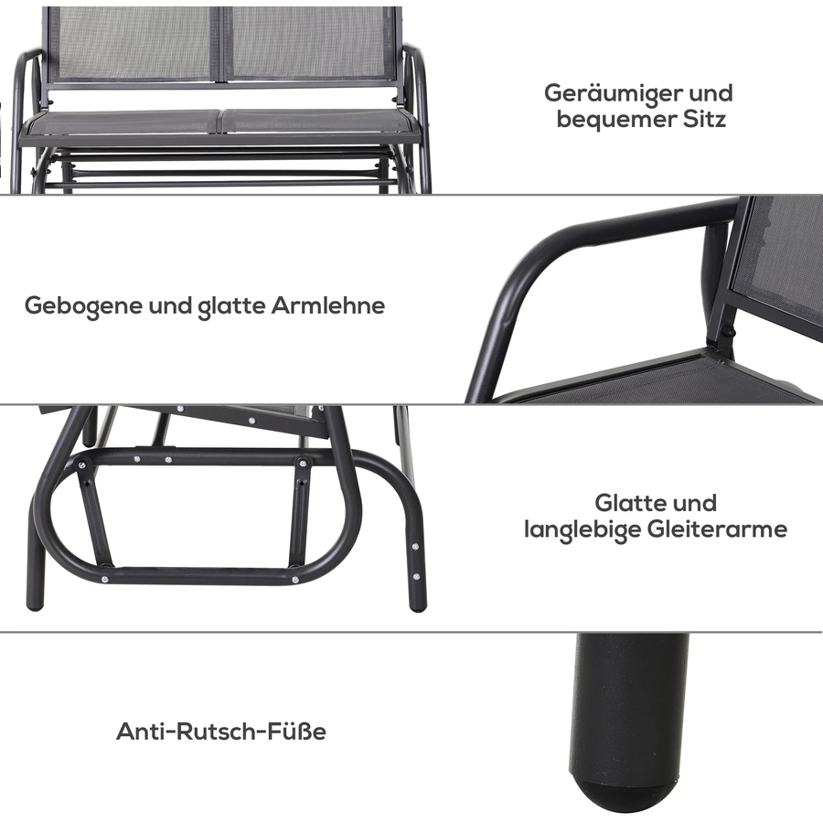 Outsunny Sitzbank mit Schaukelfunktion grau