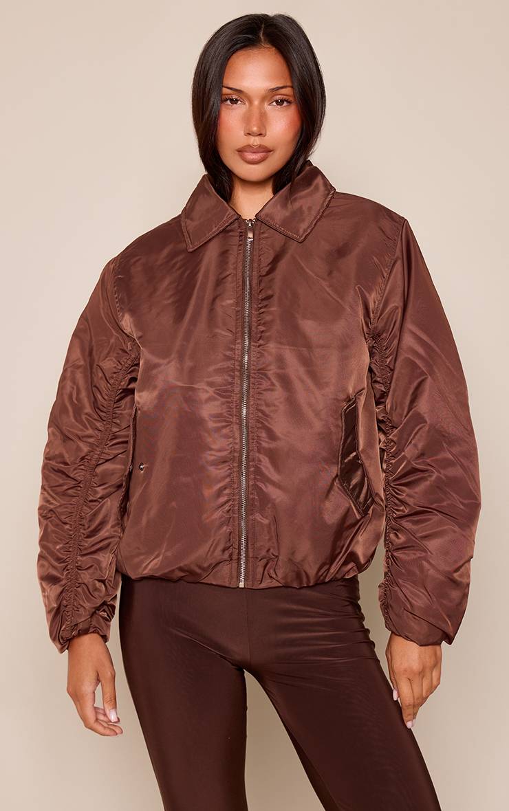 Chocolat Veste Bomber Oversize À Manches Cocon