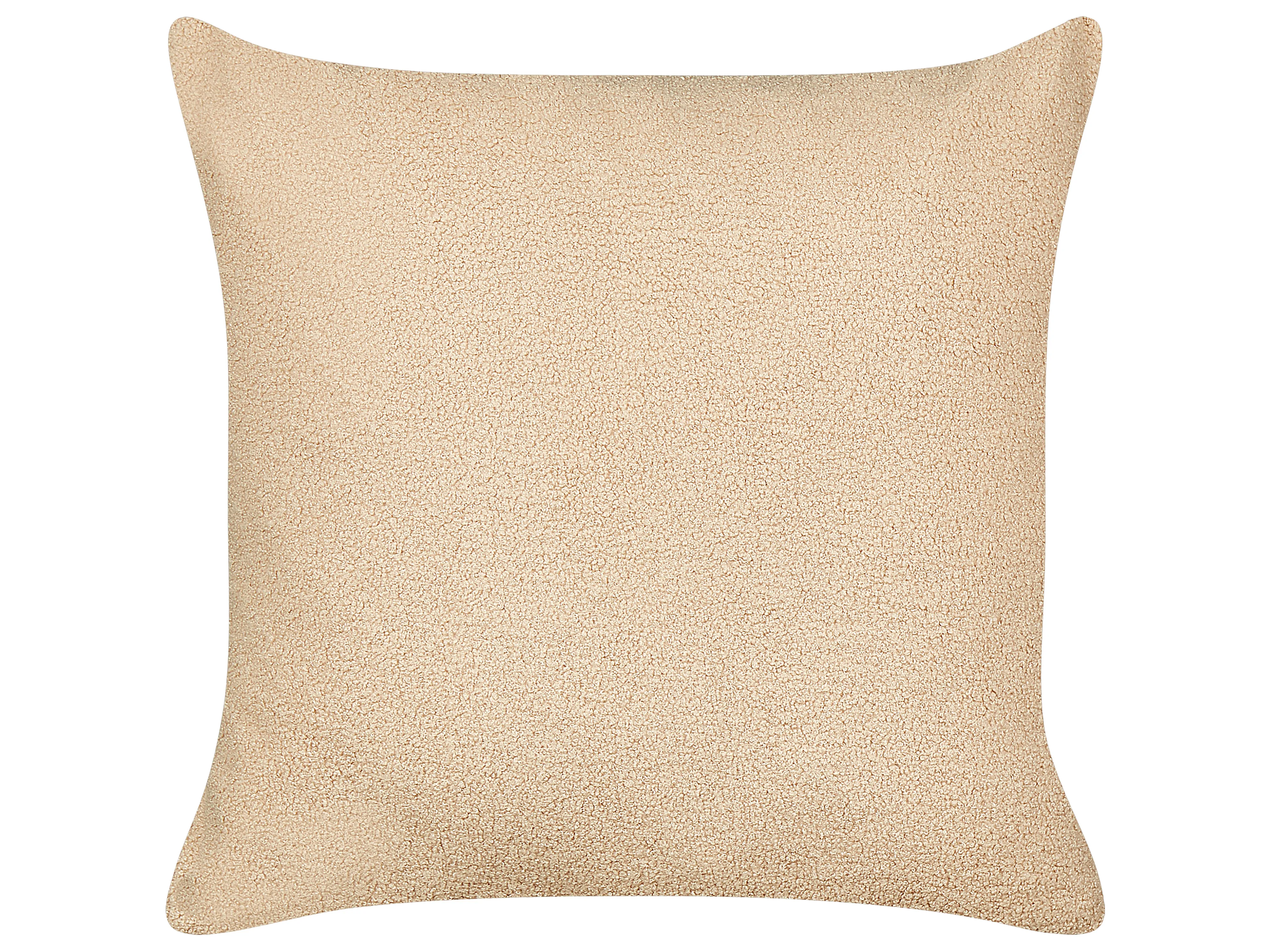 Set van 2 sierkussens LEUZEA Bouclé 60 x 60 cm Zandbeige effen