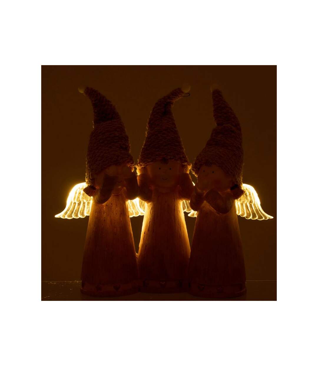 Paris Prix - Statuette Déco Led 3 Anges 28cm Rose