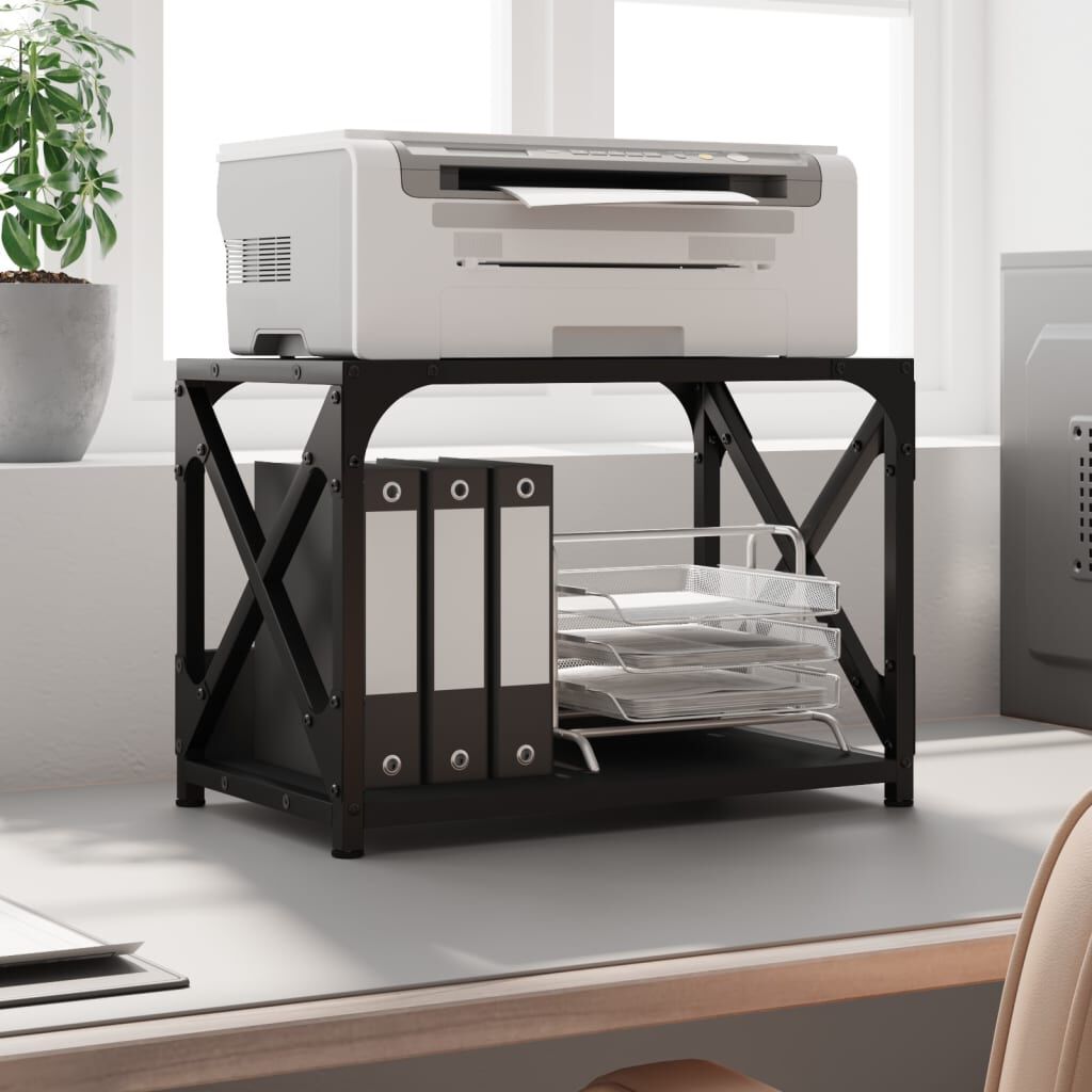 vidaXL Printerstandaard met 2 lagen, zwart 44x26x31,5 cm