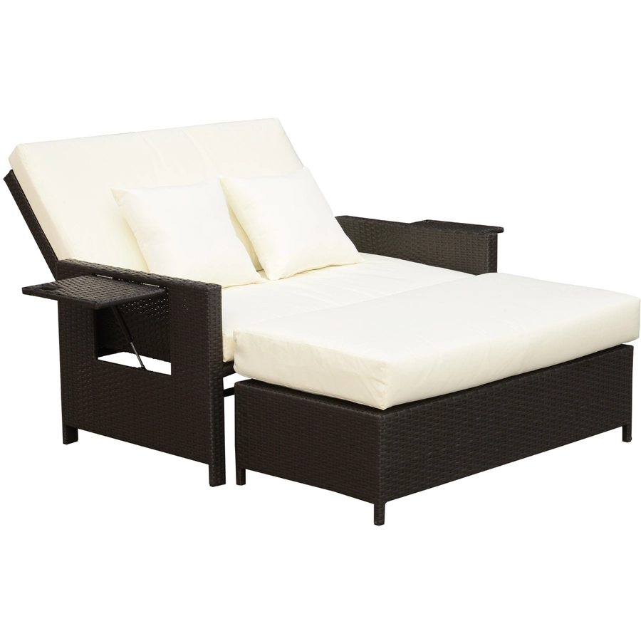 Outsunny Polyrattan Lounge-Sofa mit Kissen dunkelbraun