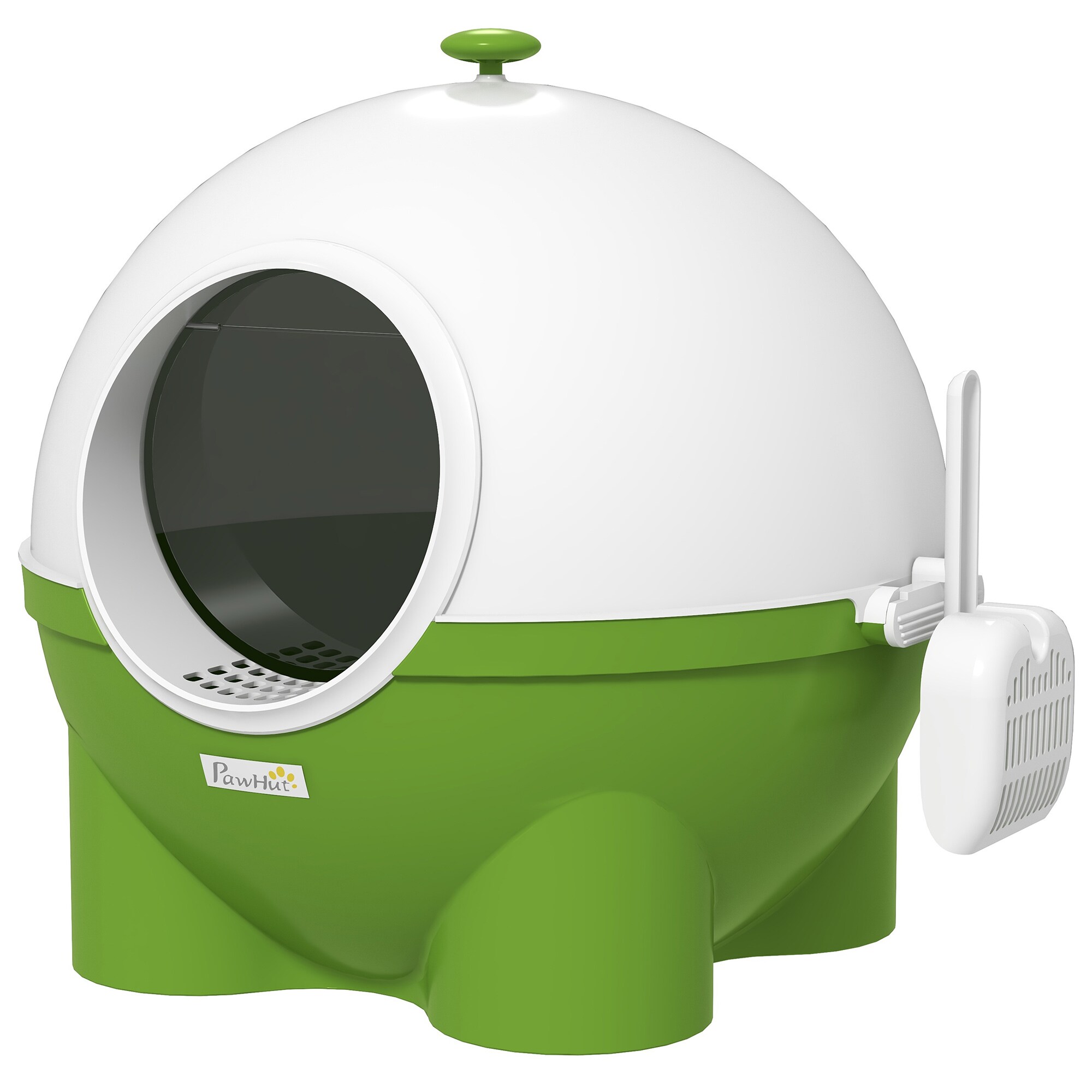 PawHut Katzentoilette mit Schaufel grün, weiß 53L x 51B x 48H cm