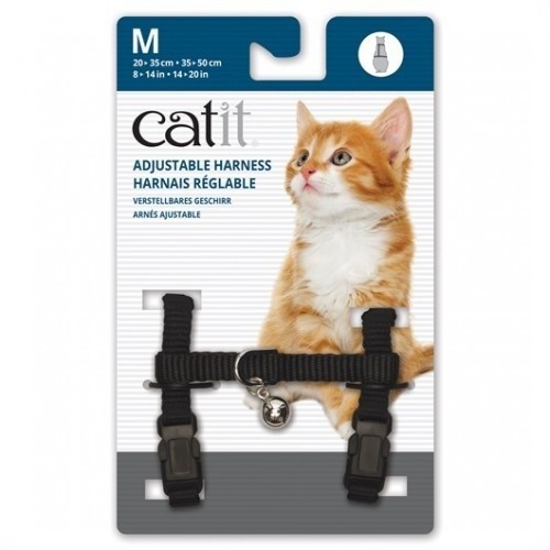 Coleira de nylon ajustável para gatos, preta.