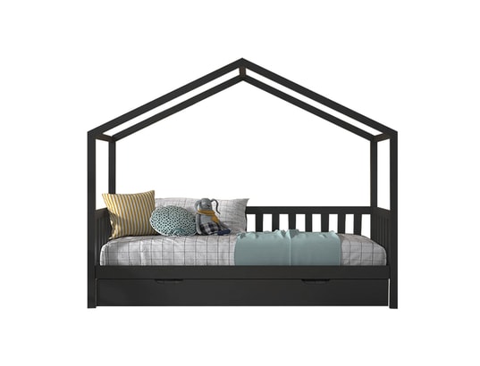 VIPACK - Lit enfant Lit cabane 90x200 sommier et tiroir inclus dallas - anthraci...