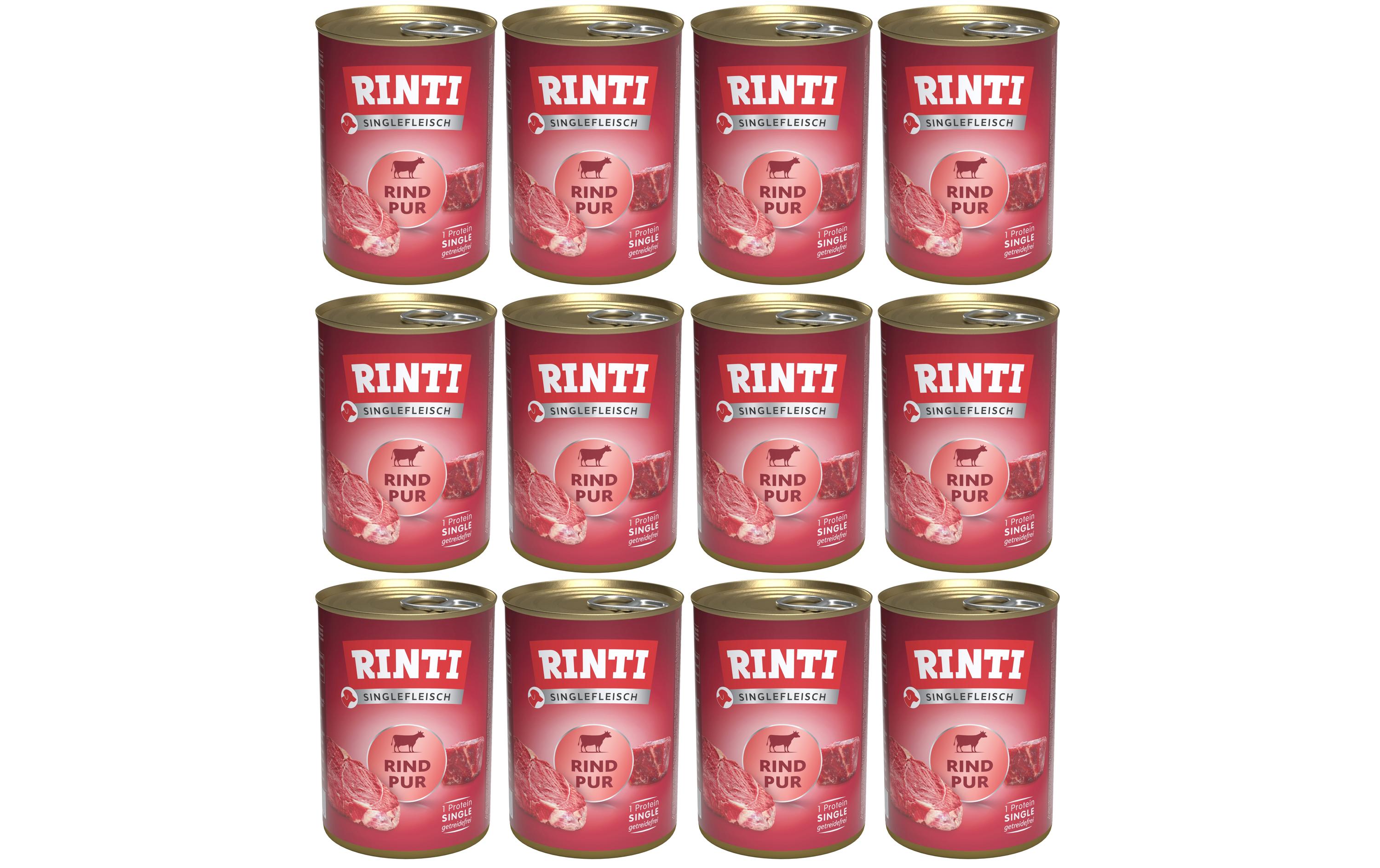 Nassfutter Singlefleisch Dose Rind Pur, 12 x 400 gAlleinfuttermittel für ausgewachsene Hunde