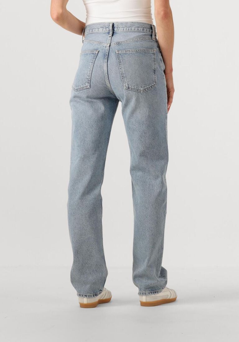 lichtblauwe agolde straight leg jeans 90's pinch waist long in force