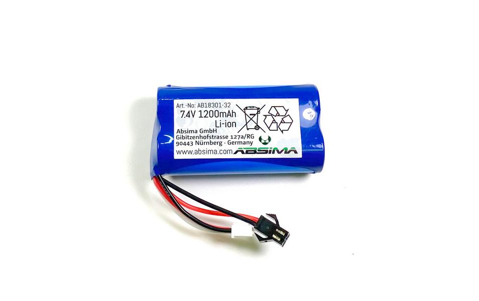 RC-Akku Li-Ion 1200 mAh 7.4 VErsatz Akku für Absima First Step Performance 1:18 Modelle
