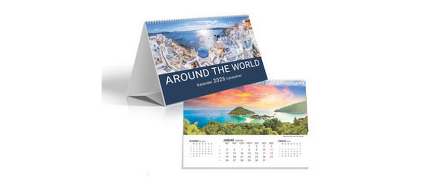 3-Monats-Tischaufsteller Aroundtheworld 2026 21 x 15 cm3 Monate im Überblick