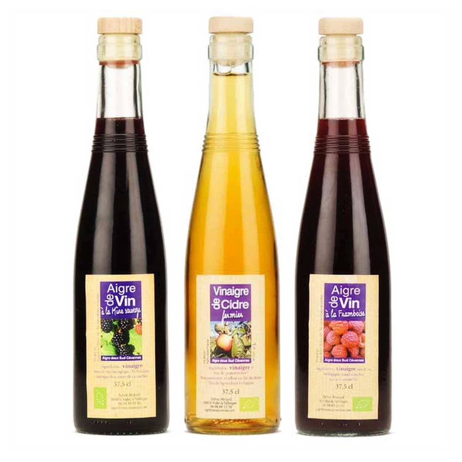 Assortiment de vinaigres artisanaux fruités