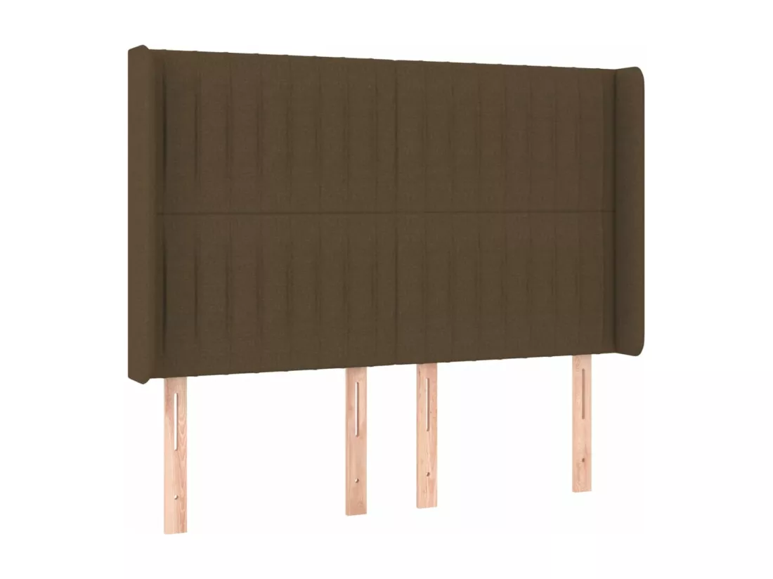 Sommier tapissier matelas et LED Marron foncé 140x190 cm Tissu