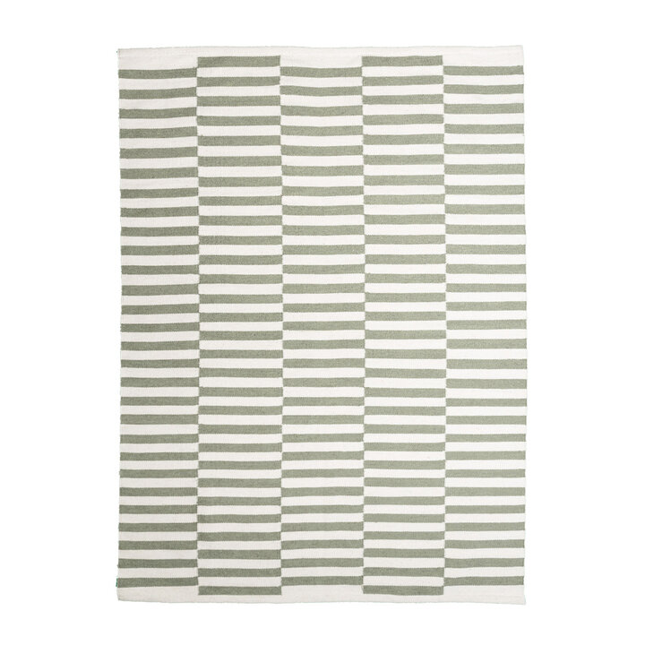 Katoenen vloerkleed - Dazzle Blocks Groen/Wit
