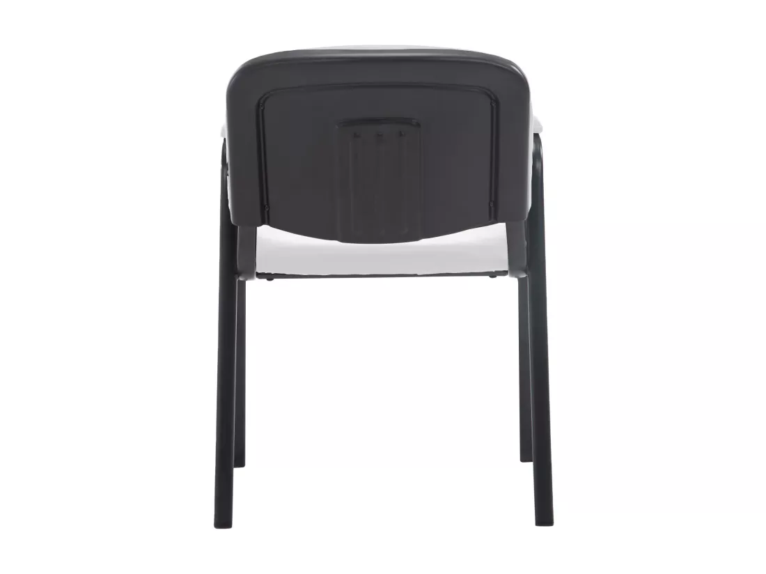 Chaise de conférence - Similicuir & Métal noir mat - Blanc - Ken Pro