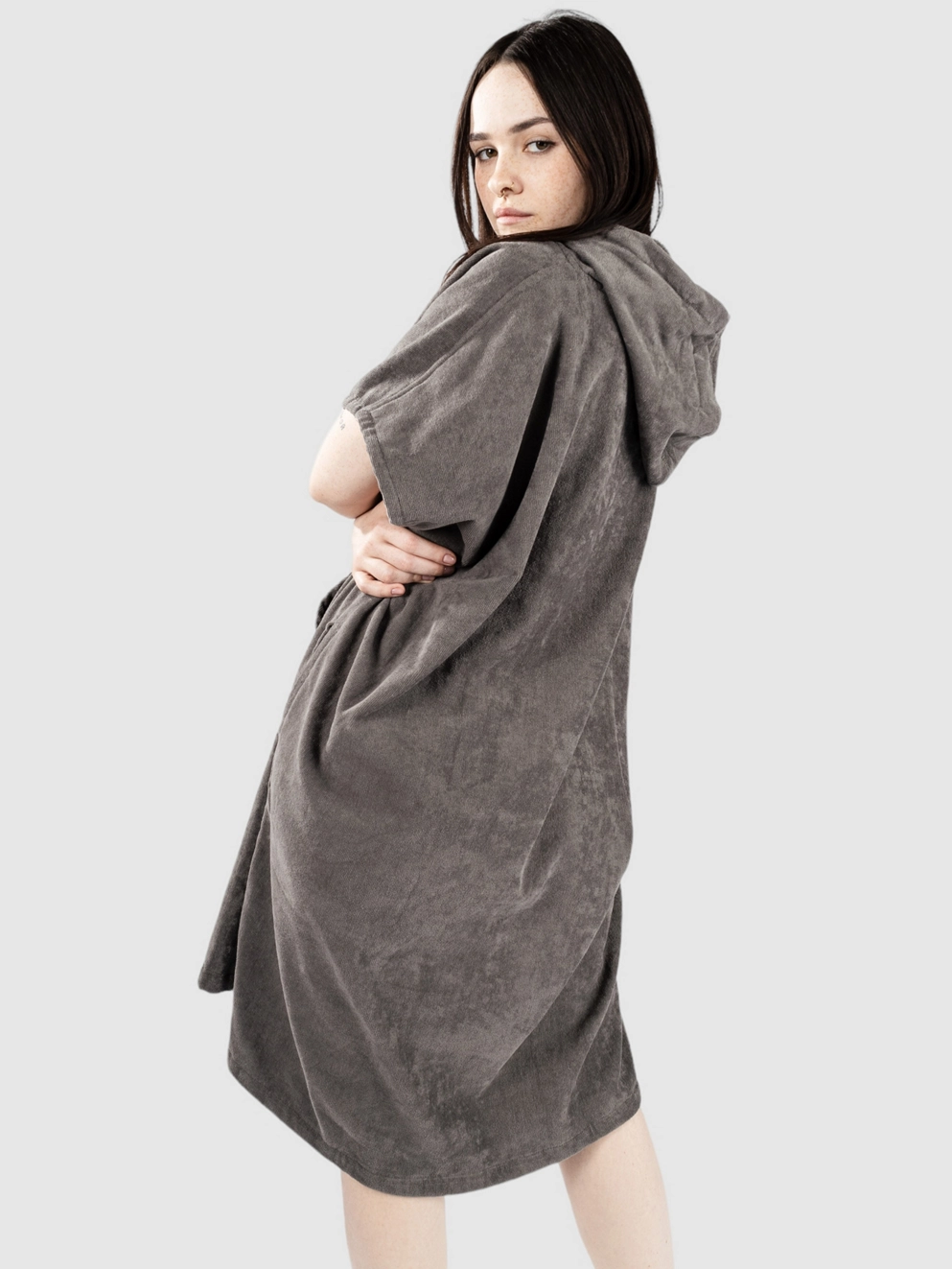 Rip Curl Logo Hooded Surf Poncho grey