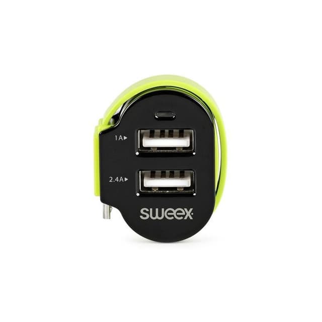 Biloplader 3-Udgange 6 A 2 x USB / Micro USB Sort/Grøn