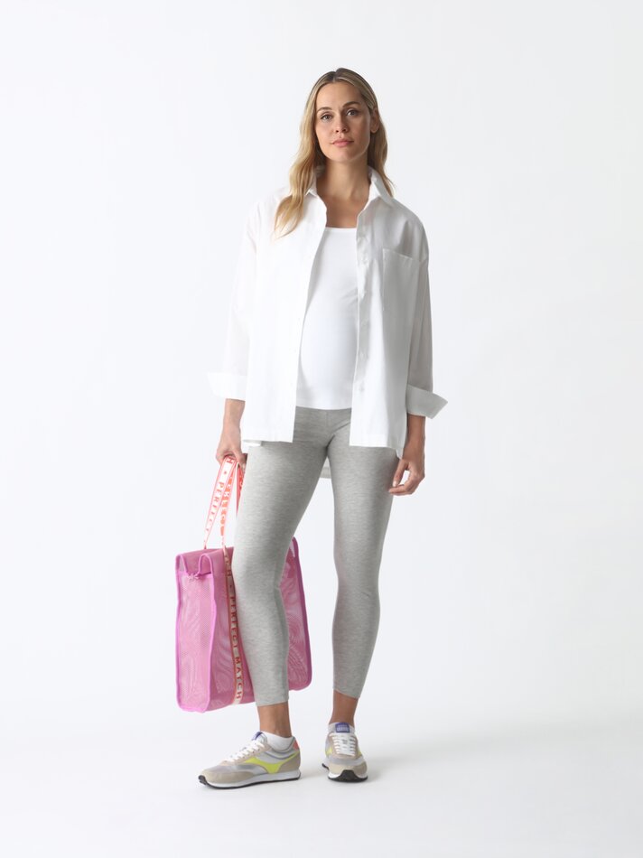 Calça legging básica de maternidade - Cinza Médio